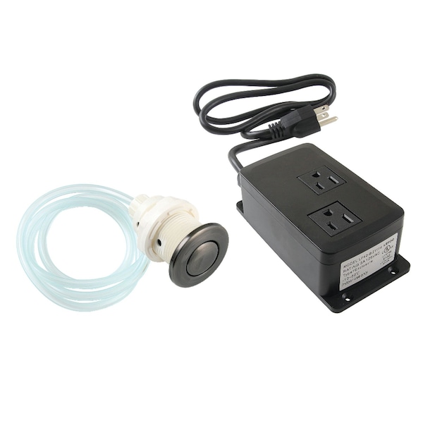 Dual Outlet Garbage Disposal Air Switch Kit, Black Stainless